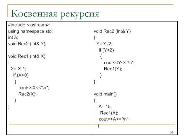 Косвенная рекурсия