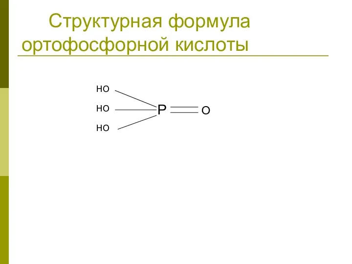 Структурная формула ортофосфорной кислоты P O HO HO HO