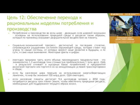 Цель 12: Обеспечение перехода к рациональным моделям потребления и производства