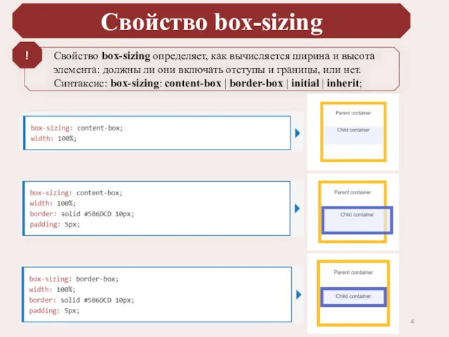 Свойство box-sizing Свойство box-sizing определяет, как вычисляется ширина и высота