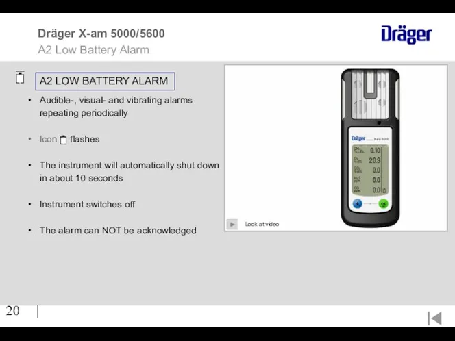 | A2 LOW BATTERY ALARM Dräger X-am 5000/5600 A2 Low