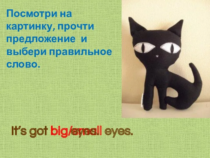 It’s got big/small eyes. It’s got big eyes. Посмотри на