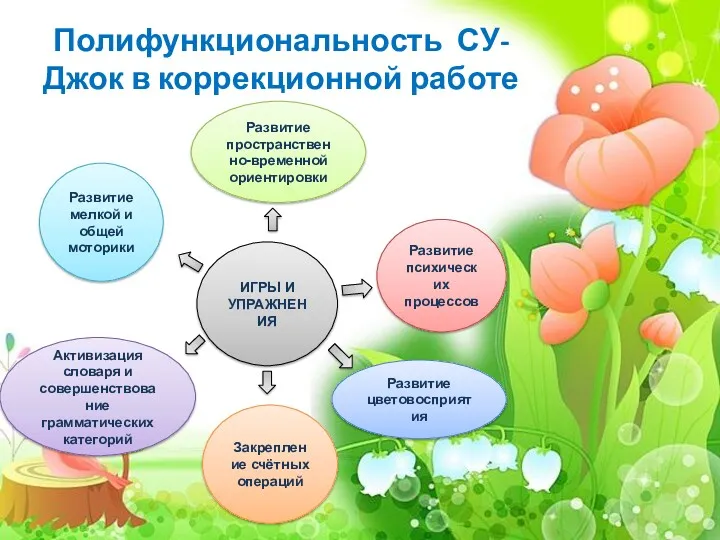 Полифункциональность СУ-Джок в коррекционной работе Развитие психических процессов Развитие мелкой и общей моторики