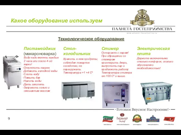 Какое оборудование используем Технологическое оборудование Пастамейджик (макароноварка) Воду надо менять