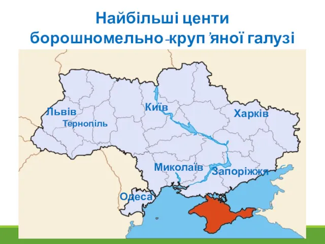 Найбільші центи борошномельно-круп’яної галузі Київ Харків Одеса Миколаїв Запоріжжя Львів Тернопіль