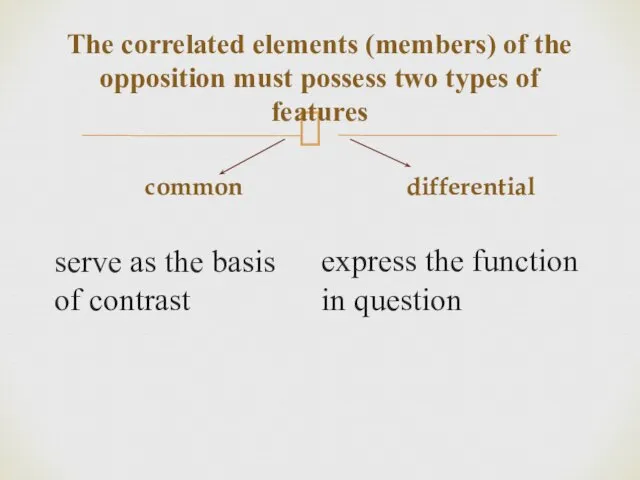 The correlated elements (members) of the opposition must possess two