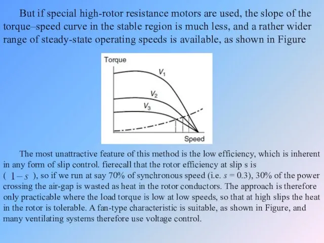 But if special high-rotor resistance motors are used, the slope of the torque–speed