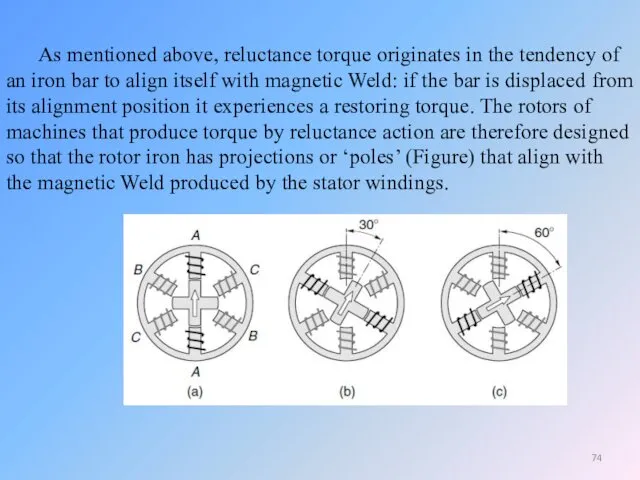 As mentioned above, reluctance torque originates in the tendency of