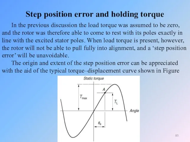 Step position error and holding torque In the previous discussion the load torque