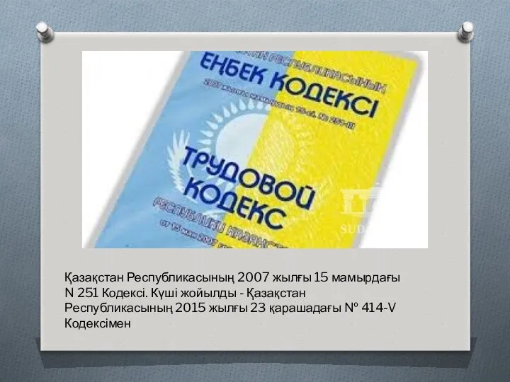 Қазақстан Республикасының 2007 жылғы 15 мамырдағы N 251 Кодексі. Күші