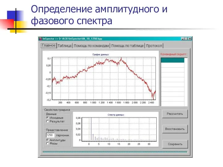 Определение амплитудного и фазового спектра