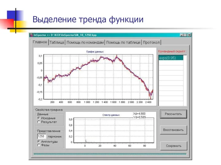 Выделение тренда функции