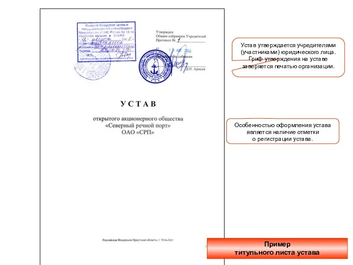 Пример титульного листа устава Устав утверждается учредителями (участниками) юридического лица.