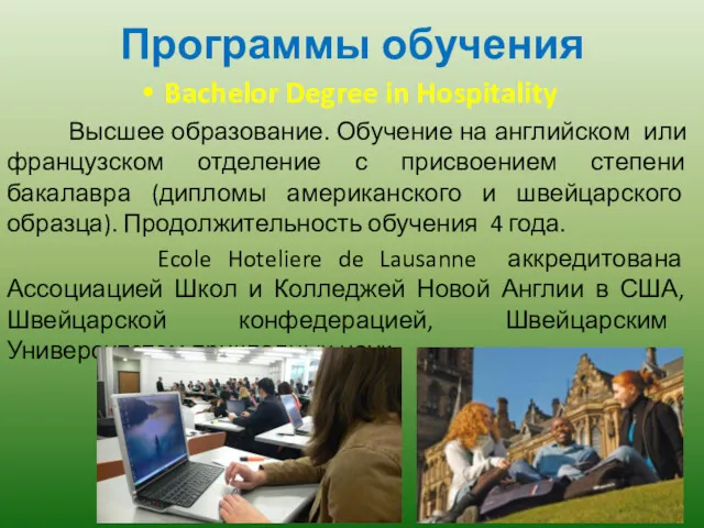 Программы обучения Bachelor Degree in Hospitality Высшее образование. Обучение на