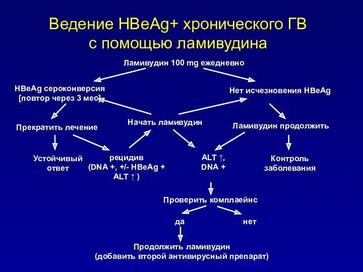 Ведение HBeAg+ хронического ГB с помощью ламивудина