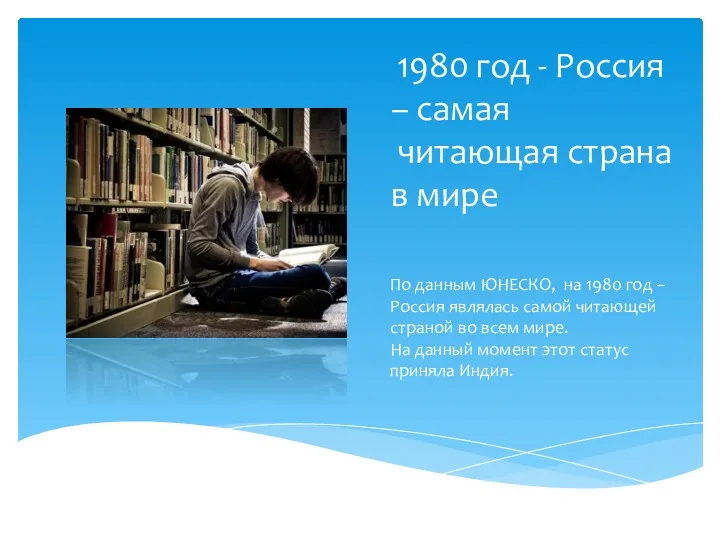 1980 год - Россия – самая читающая страна в мире