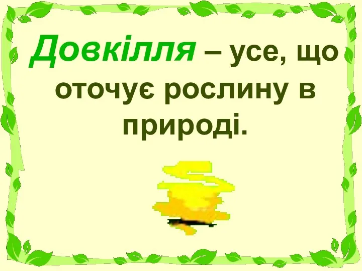 Довкілля – усе, що оточує рослину в природі.