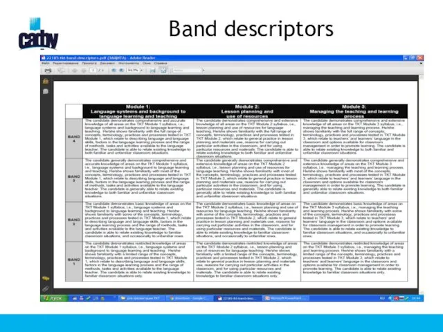 Band descriptors