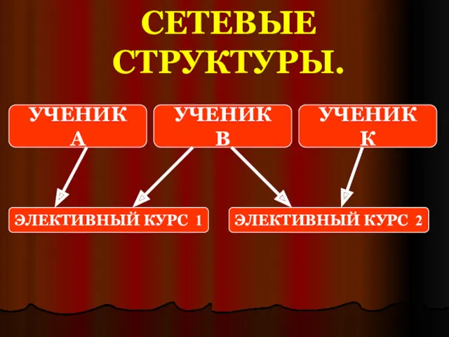 СЕТЕВЫЕ СТРУКТУРЫ. УЧЕНИК А ЭЛЕКТИВНЫЙ КУРС 1 ЭЛЕКТИВНЫЙ КУРС 2 УЧЕНИК В УЧЕНИК К