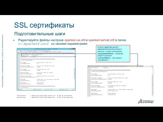 Подготовительные шаги Редактируйте файлы настроек openssl-ca.cnf и openssl-server.cnf в папке C:\Apache24\conf со своими параметрами: SSL сертификаты