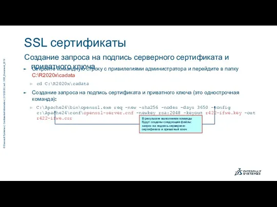 Создание запроса на подпись серверного сертификата и приватного ключа Откройте