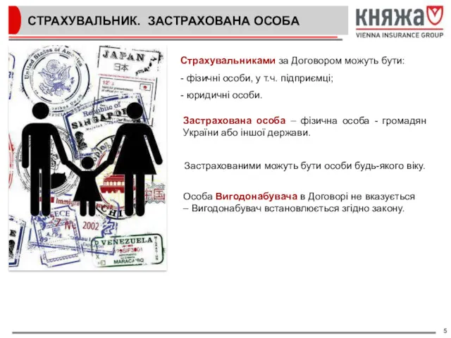 СТРАХУВАЛЬНИК. ЗАСТРАХОВАНА ОСОБА Страхувальниками за Договором можуть бути: - фізичні