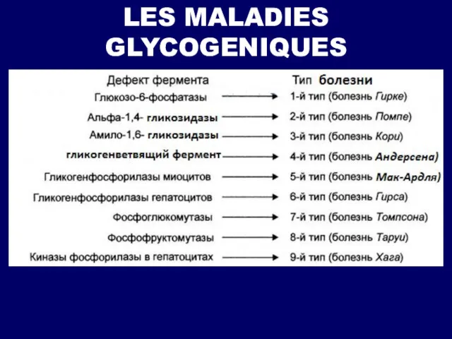 LES MALADIES GLYCOGENIQUES