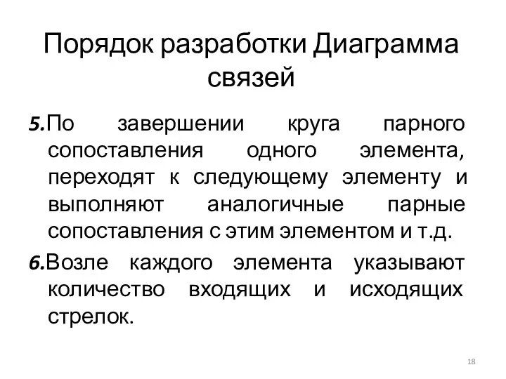 Порядок разработки Диаграмма связей 5.По завершении круга парного сопоставления одного