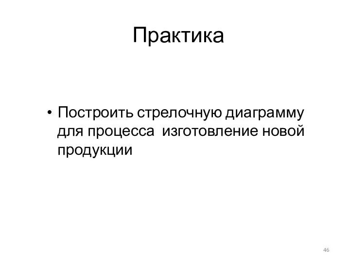 Практика Построить стрелочную диаграмму для процесса изготовление новой продукции