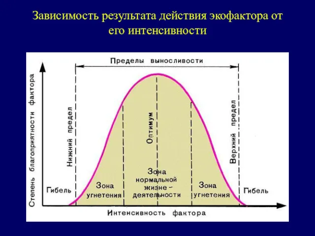 Зависимость результата действия экофактора от его интенсивности