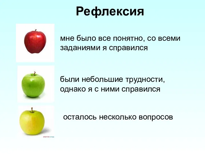 Рефлексия мне было все понятно, со всеми заданиями я справился