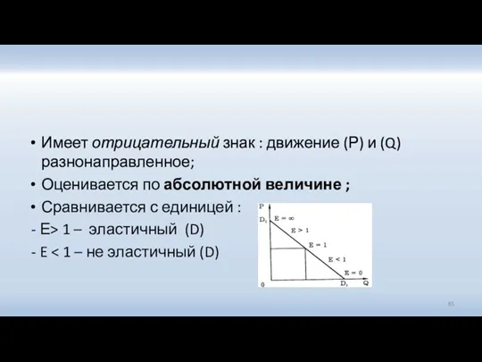 Имеет отрицательный знак : движение (Р) и (Q) разнонаправленное; Оценивается