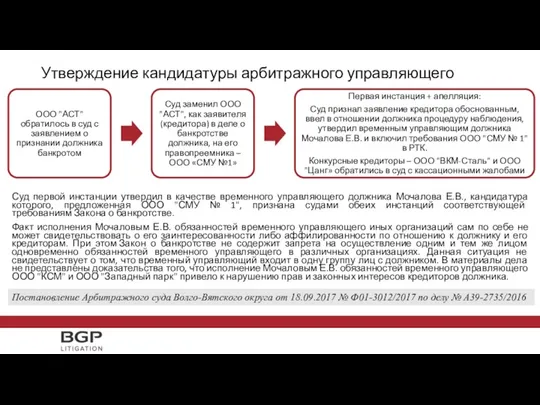 Суд первой инстанции утвердил в качестве временного управляющего должника Мочалова