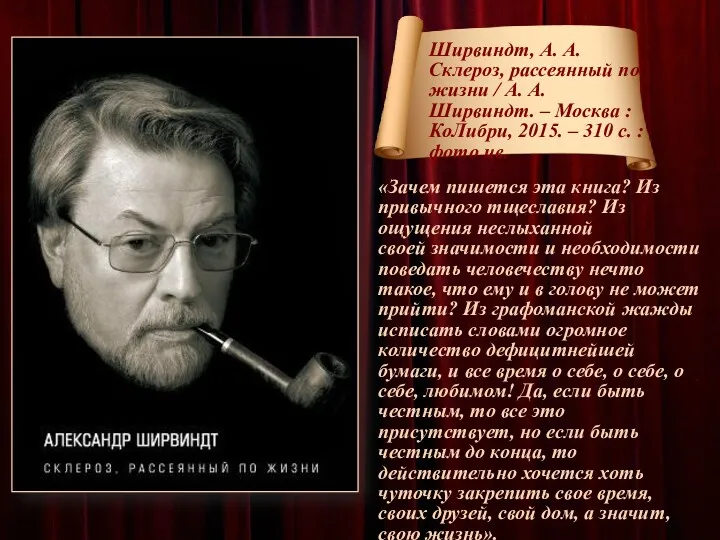 Ширвиндт, А. А. Склероз, рассеянный по жизни / А. А. Ширвиндт. – Москва