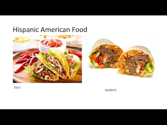 Hispanic American Food TACO BURRITO