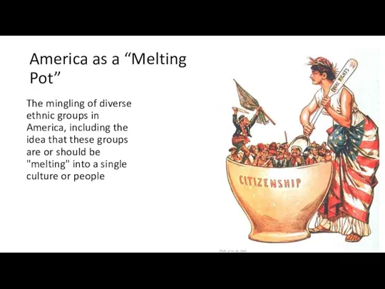 America as a “Melting Pot” The mingling of diverse ethnic groups in America,