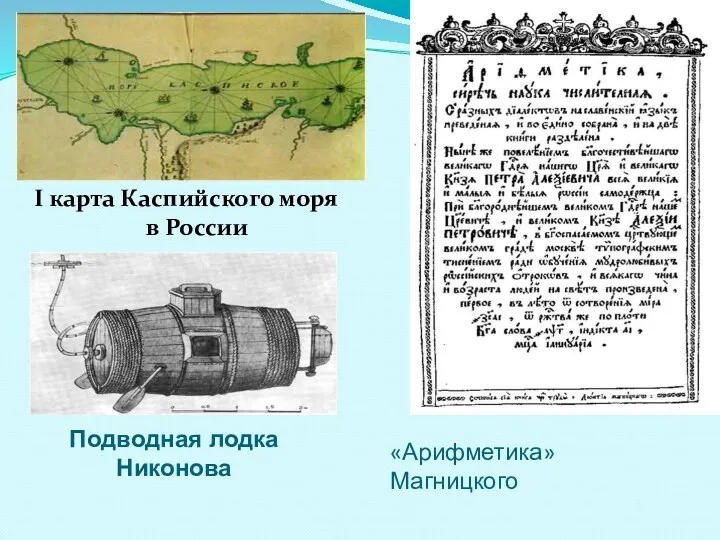 «Арифметика» Магницкого I карта Каспийского моря в России Подводная лодка Никонова