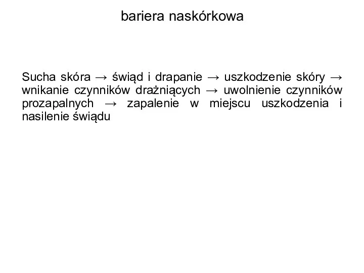 bariera naskórkowa Sucha skóra → świąd i drapanie → uszkodzenie