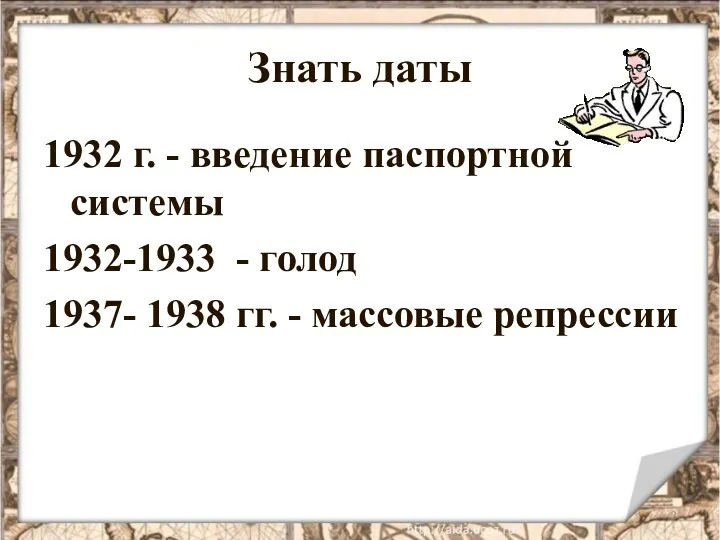 Знать даты 1932 г. - введение паспортной системы 1932-1933 -