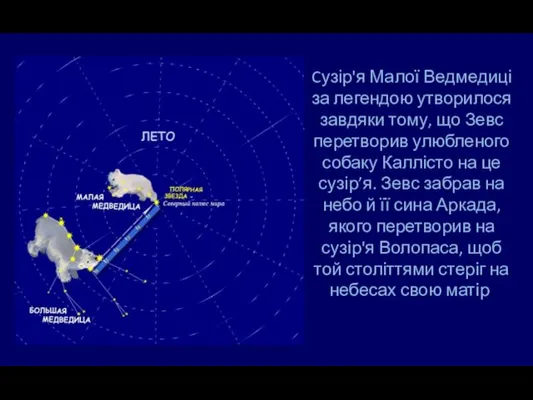 Cузір'я Малої Ведмедиці за легендою утворилося завдяки тому, що Зевс