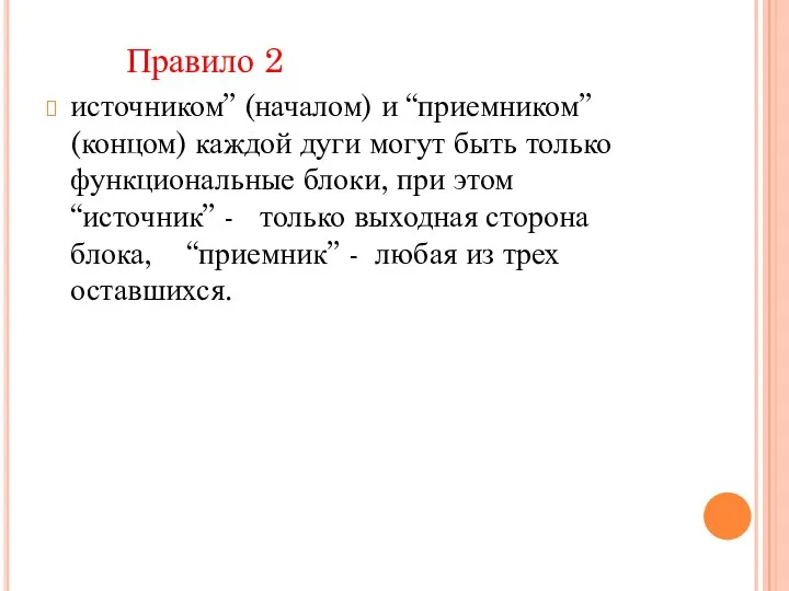 Правило 2 источником” (началом) и “приемником” (концом) каждой дуги могут