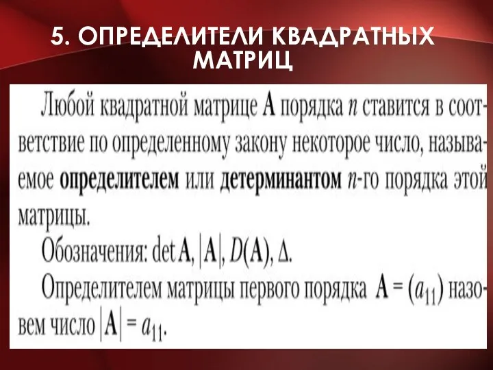 5. ОПРЕДЕЛИТЕЛИ КВАДРАТНЫХ МАТРИЦ