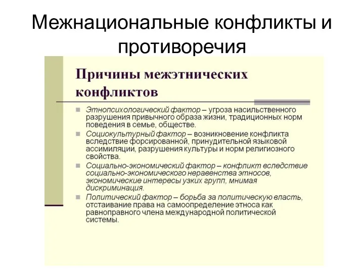 Межнациональные конфликты и противоречия