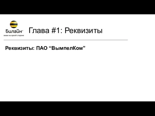 Глава #1: Реквизиты Реквизиты: ПАО “ВымпелКом”