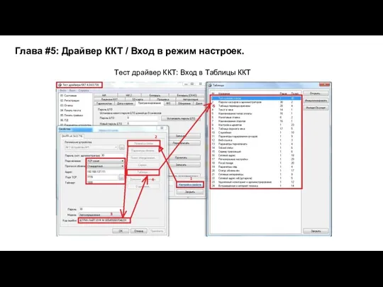 Тест драйвер ККТ: Вход в Таблицы ККТ Глава #5: Драйвер ККТ / Вход в режим настроек.