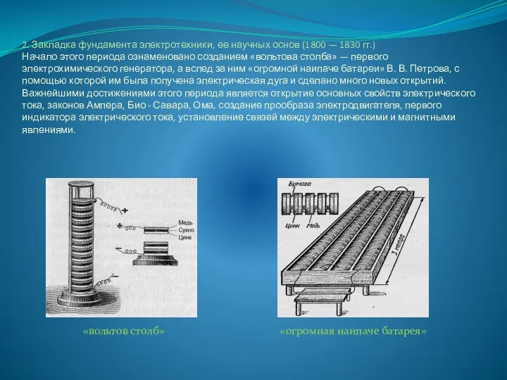 2. Закладка фундамента электротехники, ее научных основ (1800 — 1830