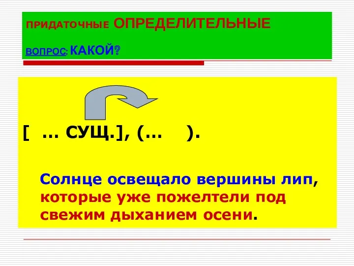 ПРИДАТОЧНЫЕ ОПРЕДЕЛИТЕЛЬНЫЕ ВОПРОС: КАКОЙ? [ … СУЩ.], (… ). Солнце