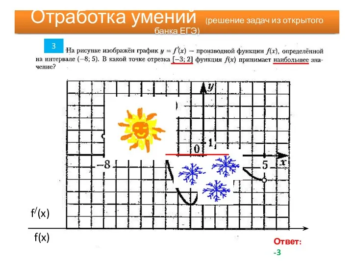 Отработка умений Ответ: -3 3 Отработка умений (решение задач из открытого банка ЕГЭ)