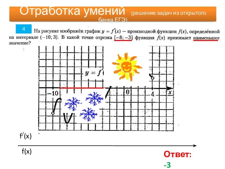 Отработка умений Ответ: -3 4 Отработка умений (решение задач из открытого банка ЕГЭ)