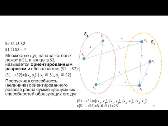 S= S1∪ S2 S1 ∩ S2 = ∅ Множество дуг,